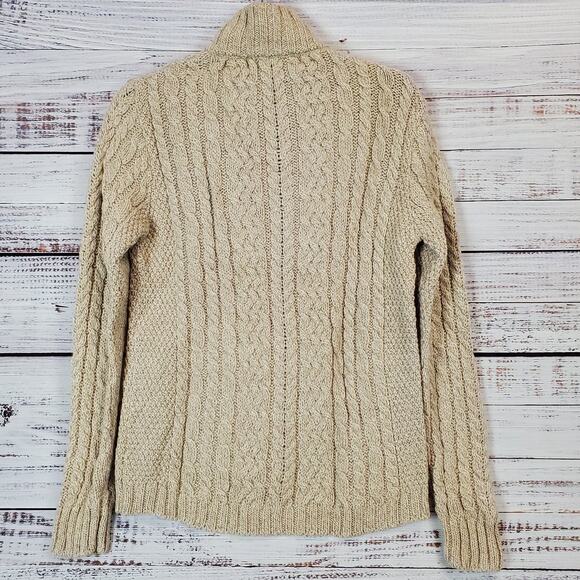 Inis Crafts Irish Merino Wool Ribbed Knit Fisherman Sweater Jacket Gorpcore Med - Picture 2 of 12